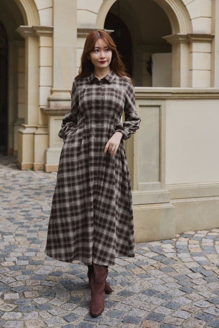 Marion Plaid Shirt Dress　Herlipto