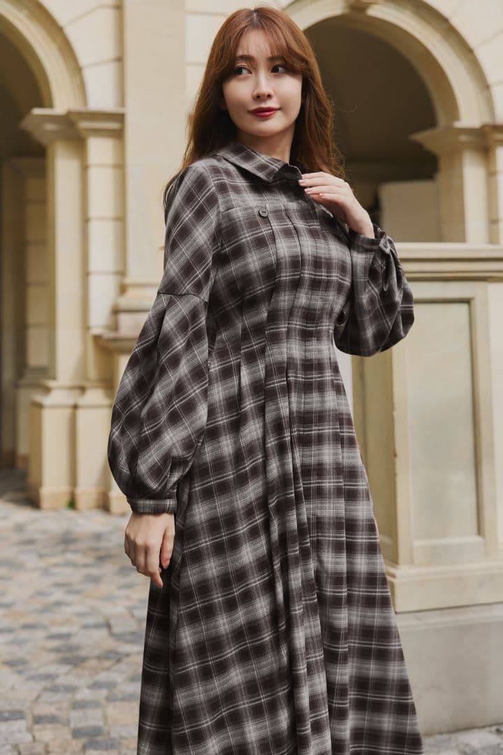 Marion Plaid Shirt Dress　Herlipto