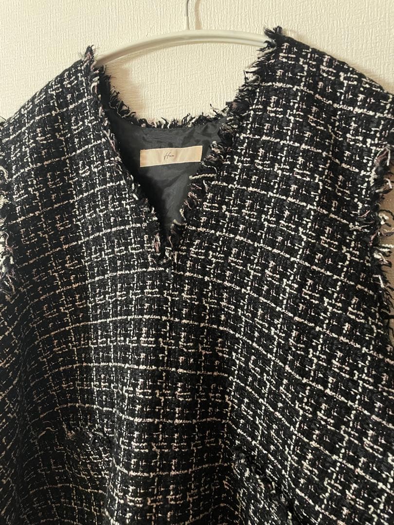 Heve へイブ　ツイードジレ　ピンクブラック　梅田阪急限定カラー　美品★