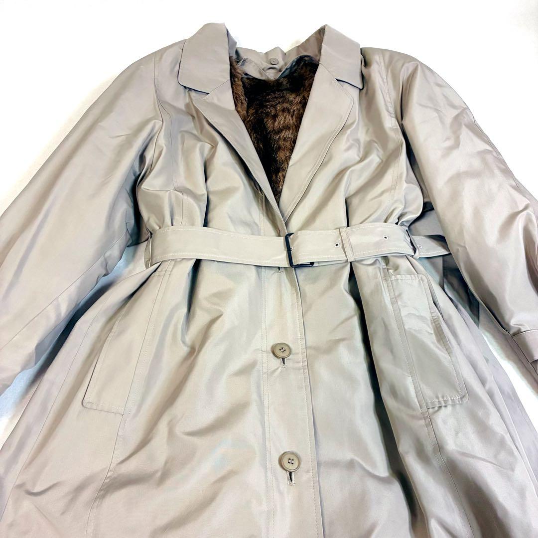 イタリア製 EMBA 絹 シルク ロングコートフォックスファー ファーライナー