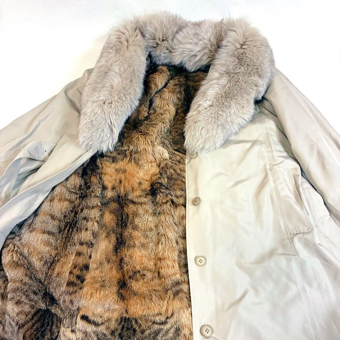 イタリア製 EMBA 絹 シルク ロングコートフォックスファー ファーライナー