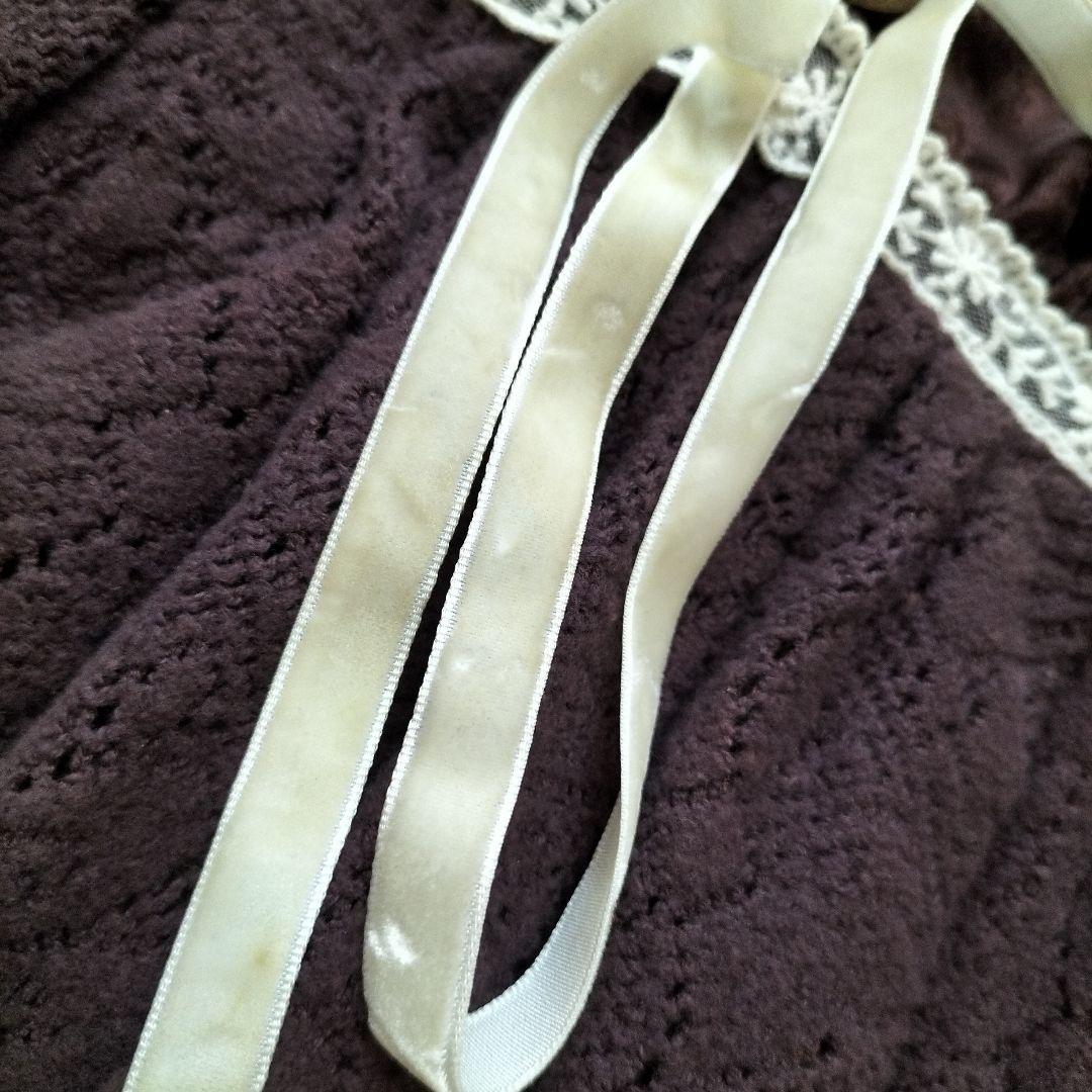 LIZLISA ダークブラウン ベルベット 七分袖 ベロア切替え フレアスリーブ