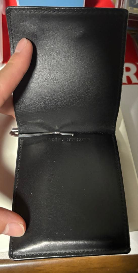 マルジェラ　黒レザー 二つ折り財布　マネークリップ　箱付き