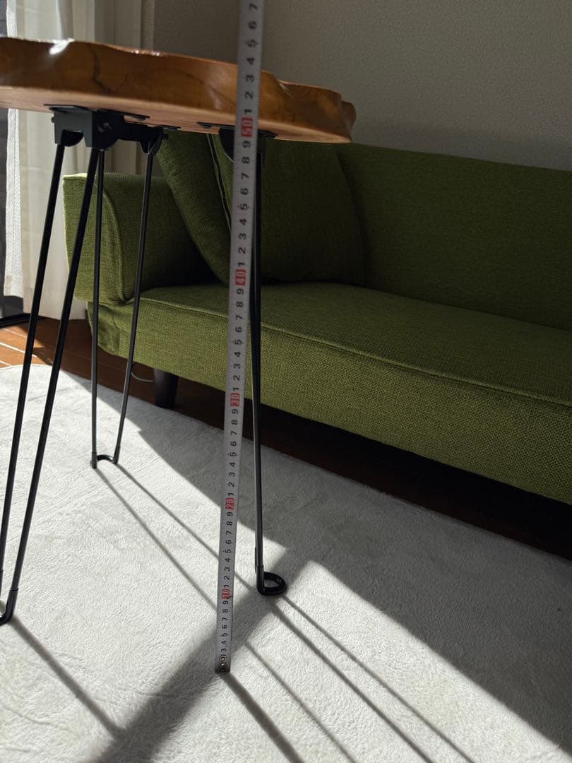 ナチュラルウッド 丸型サイドテーブル-コーヒーテーブル　(一枚板)