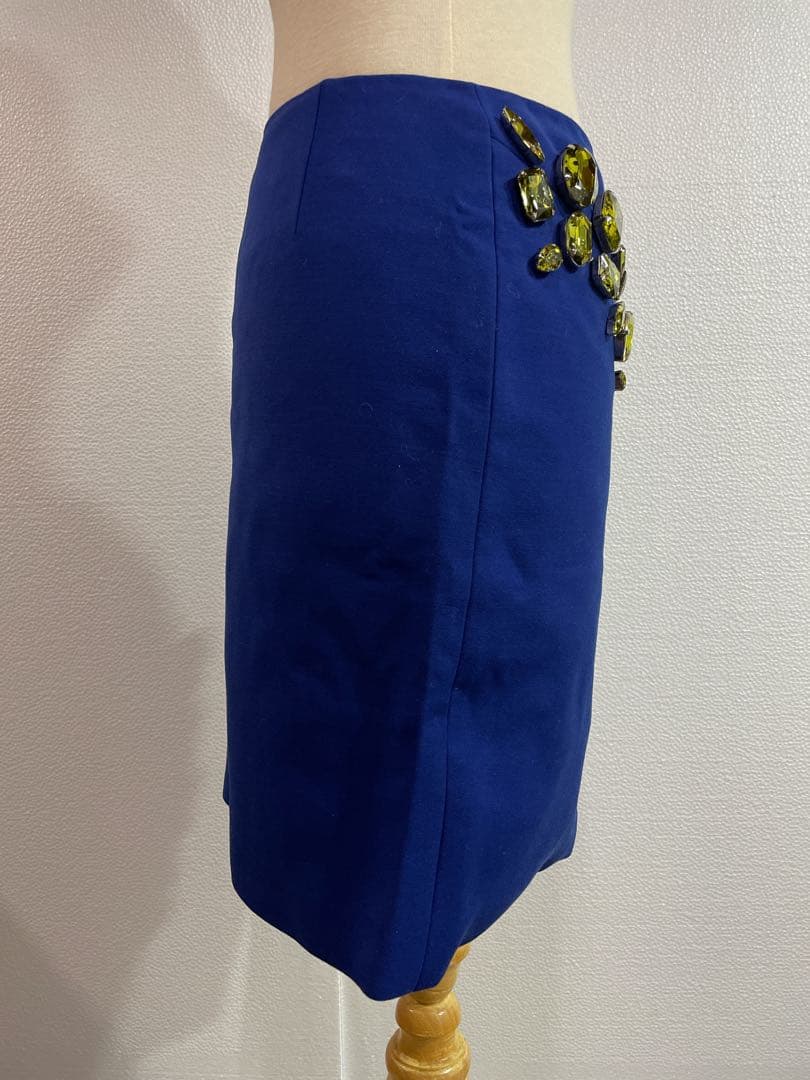 PRADA プラダ スカート 大粒ビジュー装飾 38 ブルー系