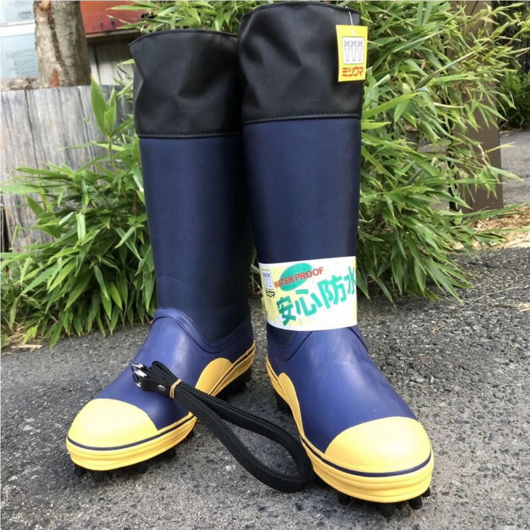【新品✨️】ミツウマ スパイク長靴 ネイビー 26cm 滑りづらい 登山 林業
