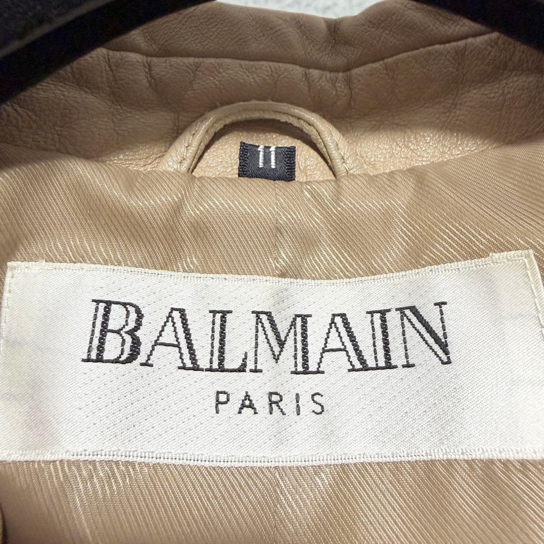 バルマン BALMAIN 羊革テーラードジャケット ベージュ 11号