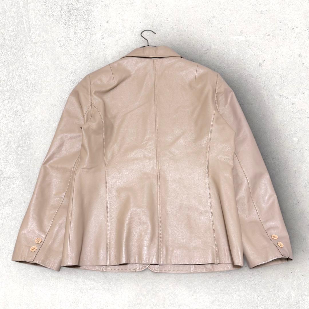 バルマン BALMAIN 羊革テーラードジャケット ベージュ 11号