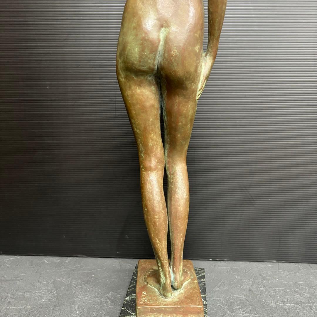 特大 約80cm 彫刻家 恵藤健一 少女立像 ブロンズ 裸婦像 オブジェ 美術品