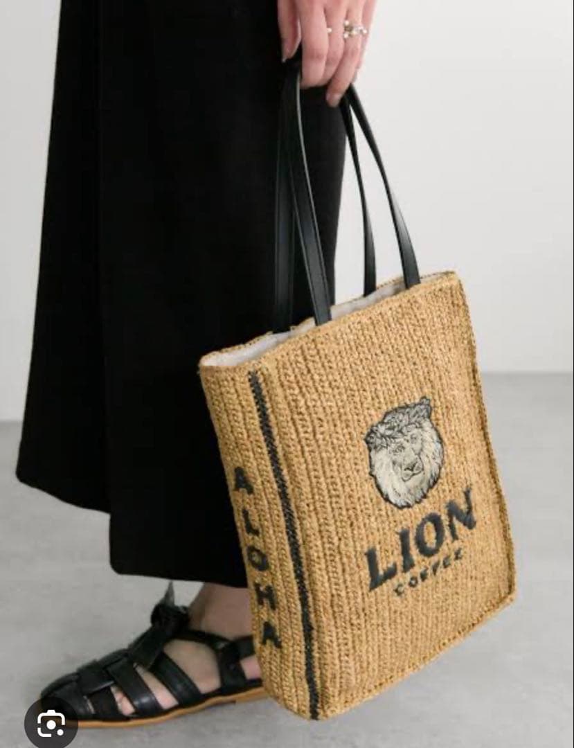イアパピヨネ　ライオンコーヒー　コラボ　バスケットトートバッグ
