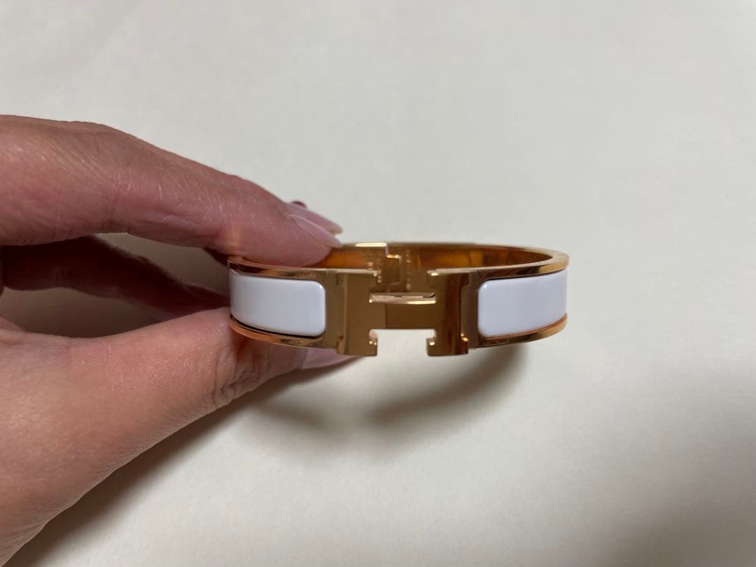 エルメス　バングル　クリック　H　ホワイト　ピンクゴールド　ブレスレット　PG