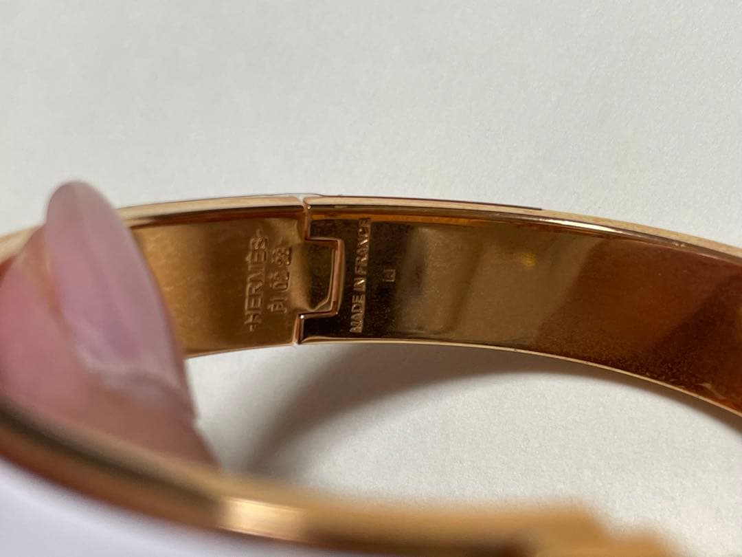 エルメス　バングル　クリック　H　ホワイト　ピンクゴールド　ブレスレット　PG