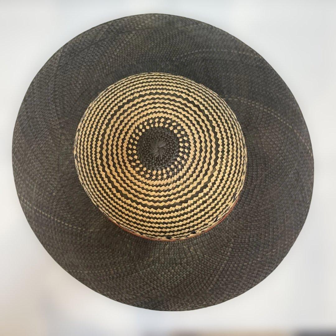 ヘレンカミンスキー透かし編み麦わら帽子 オレンジリボン付き