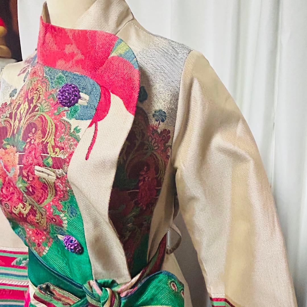 ★美品★Desigual デシグアム コート 40 和柄 着物風 総柄