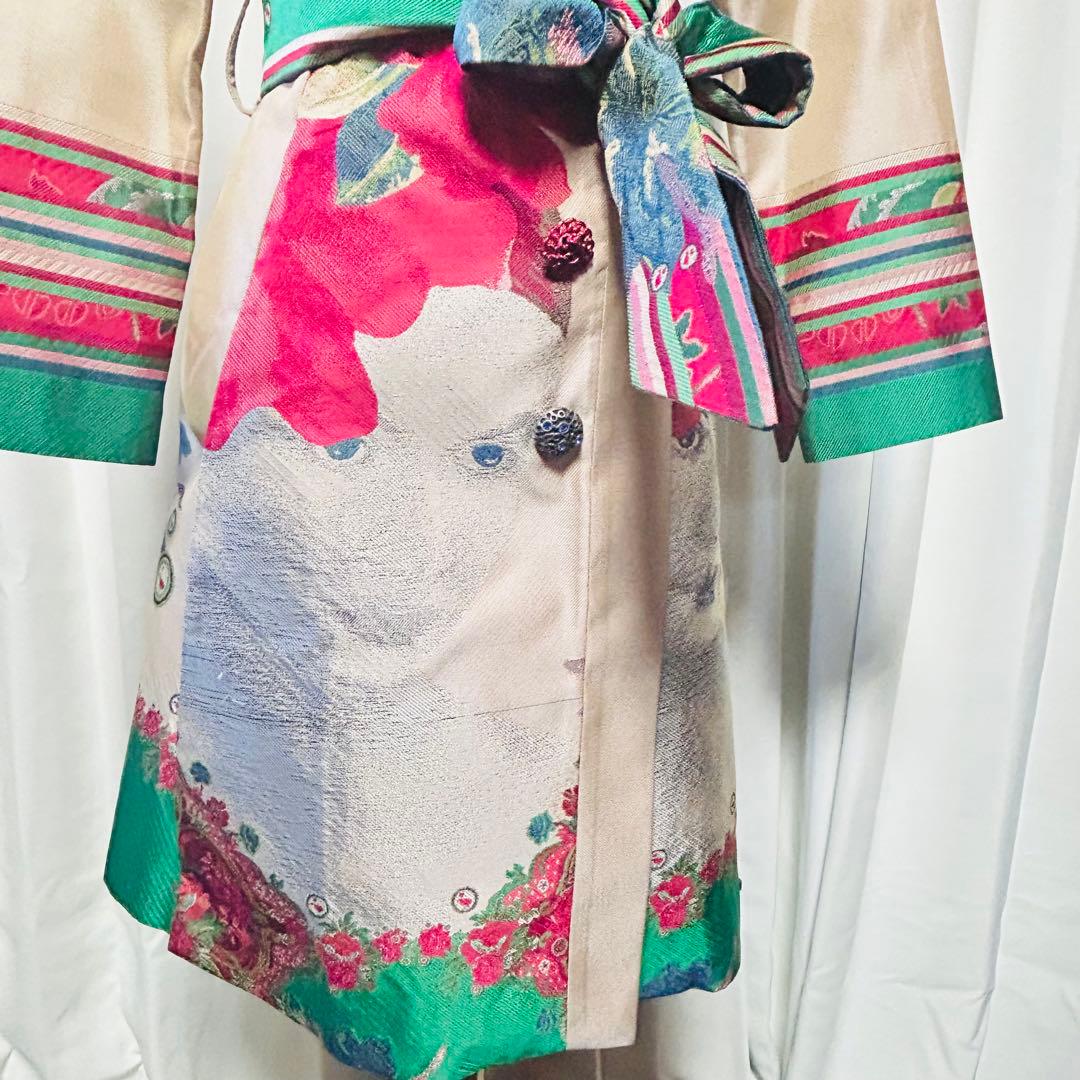 ★美品★Desigual デシグアム コート 40 和柄 着物風 総柄
