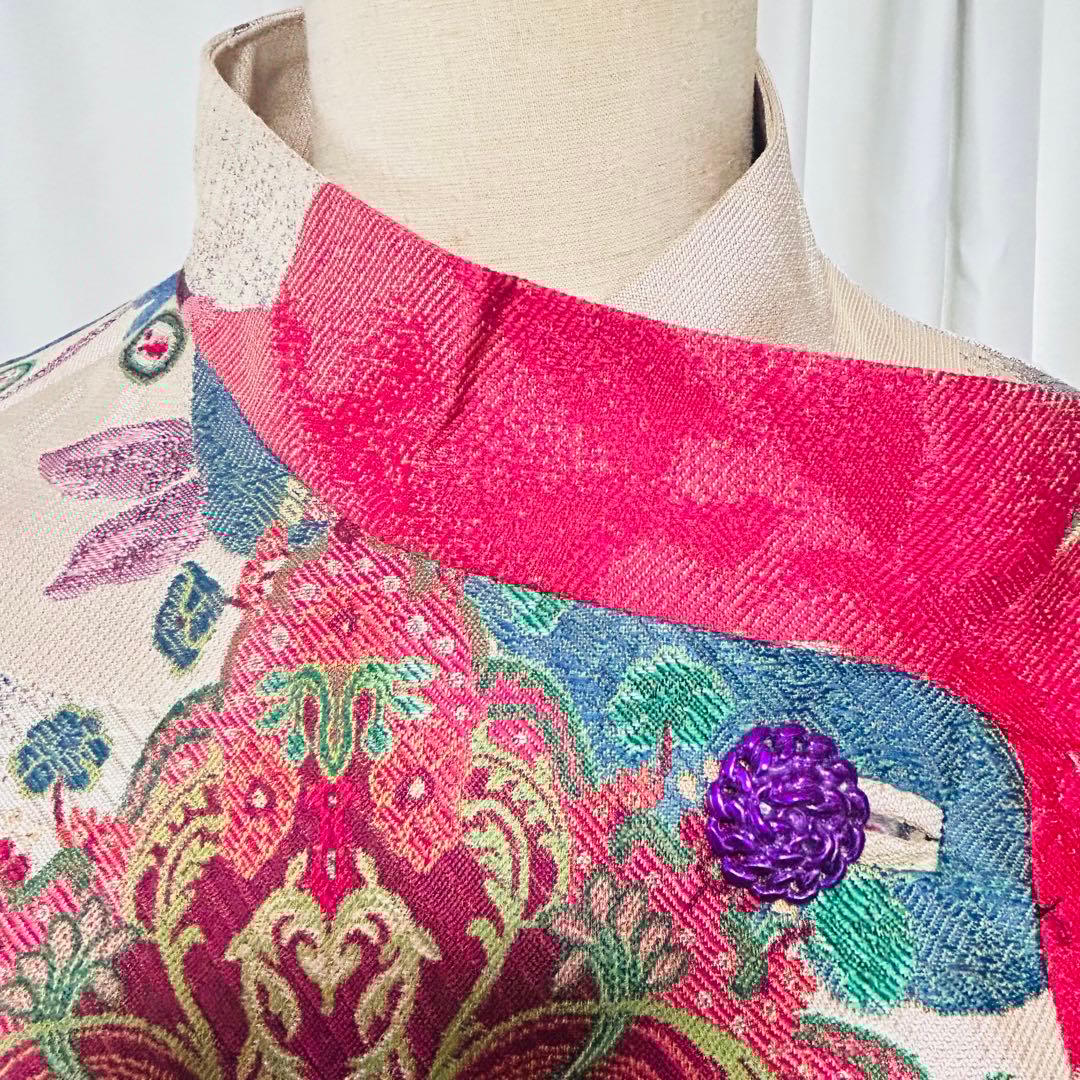 ★美品★Desigual デシグアム コート 40 和柄 着物風 総柄