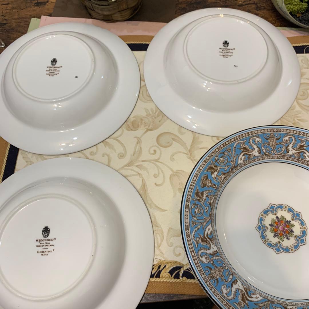 未使用　ウェッジウッド フロレンティーン　ターコイズ　20cmサラダボウル2枚