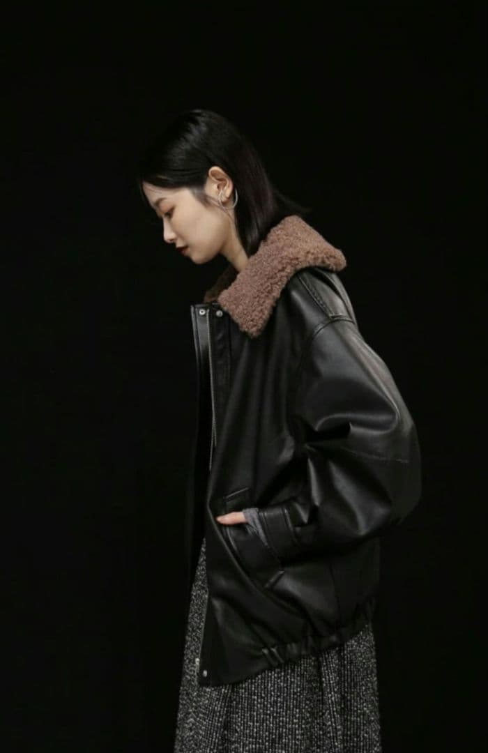 フェイクレザーオーバーサイズジャケット