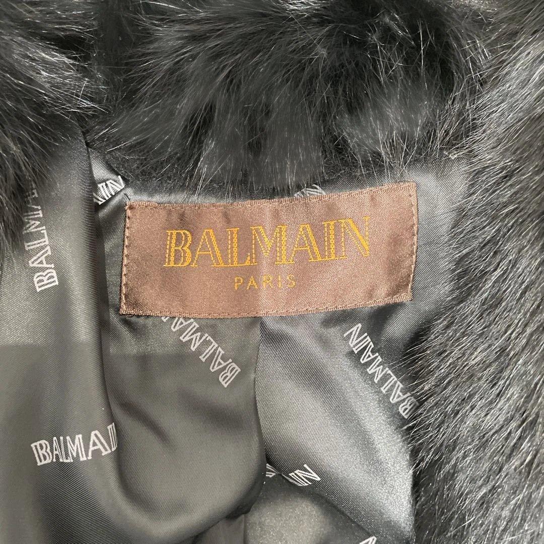 【新品・未使用品】ブラックカシミヤ100%・毛皮FOXのポンチョ・フード付き