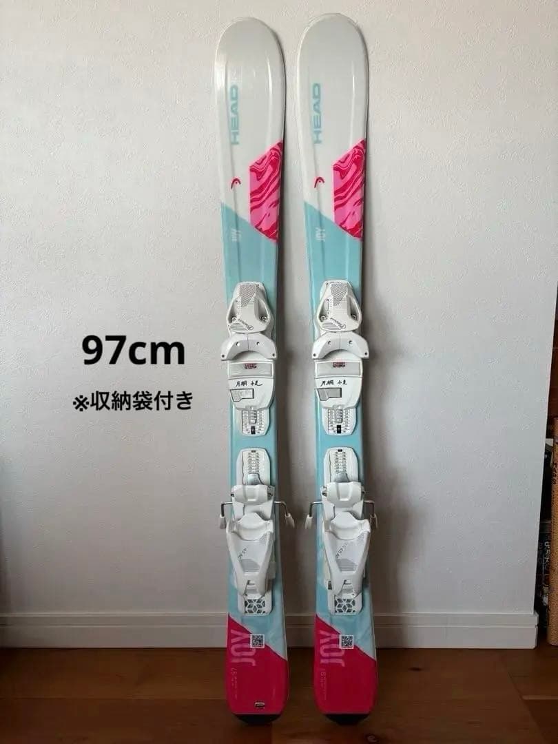 HEAD スキー板 (97cm) 青/ピンク/白 (収納袋付き)