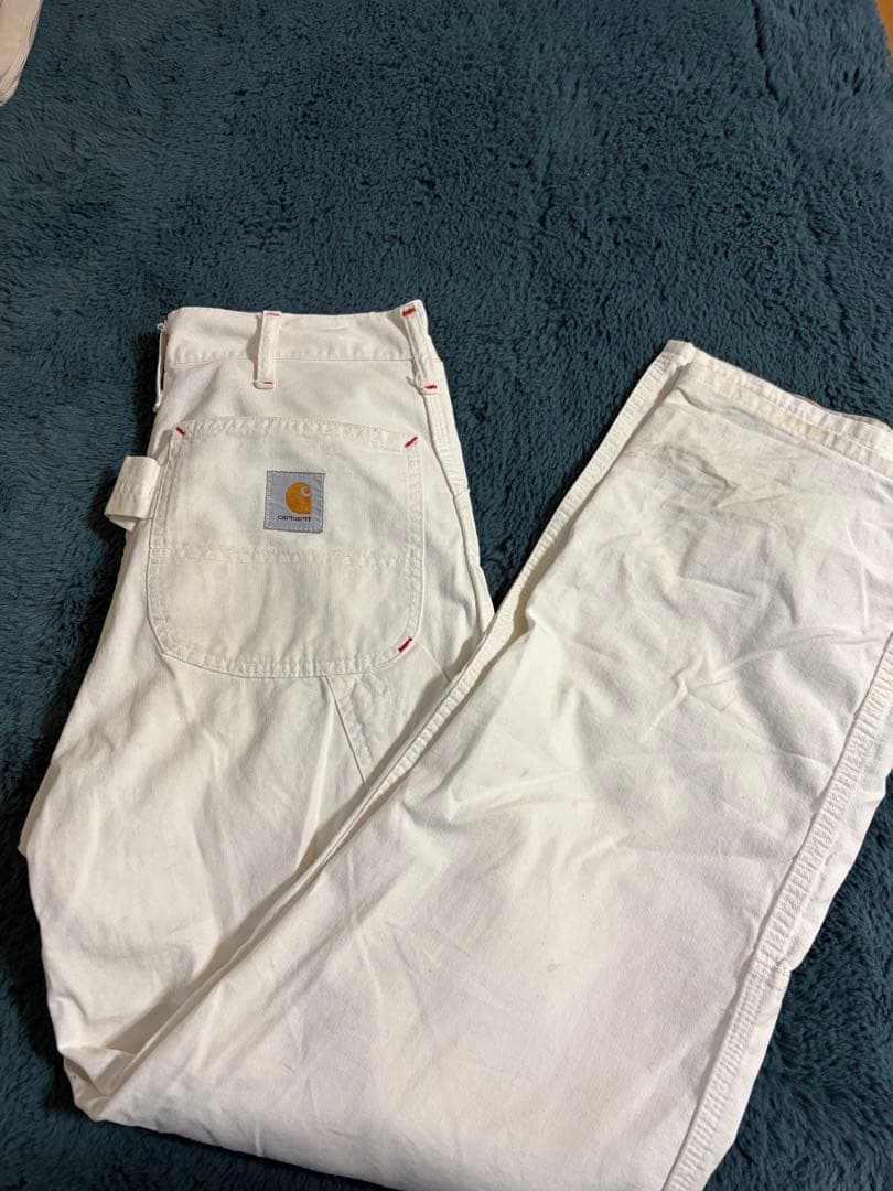 USA製カーハート レッドステッチダブルニーペインターパンツ ホワイト