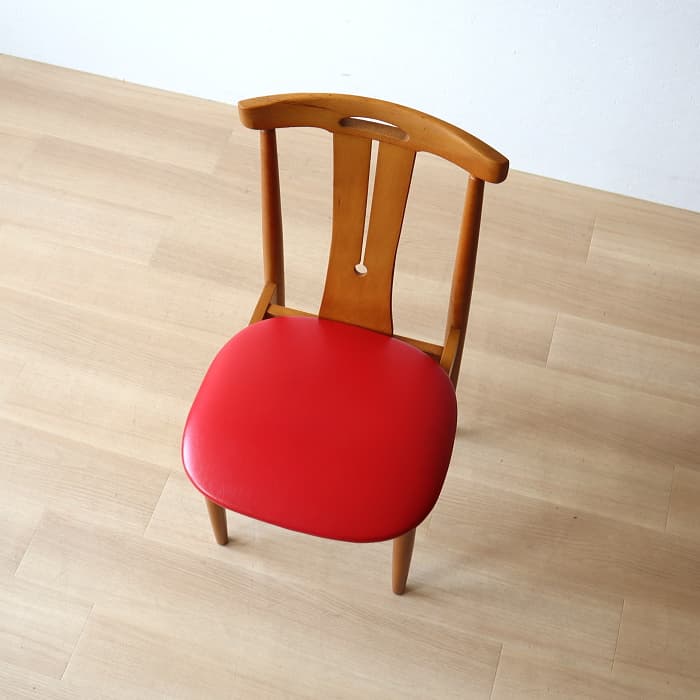 レトロ 赤 飛騨の家具 ダイニングチェア ブナ材 古家具 無垢材