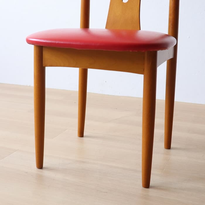 レトロ 赤 飛騨の家具 ダイニングチェア ブナ材 古家具 無垢材