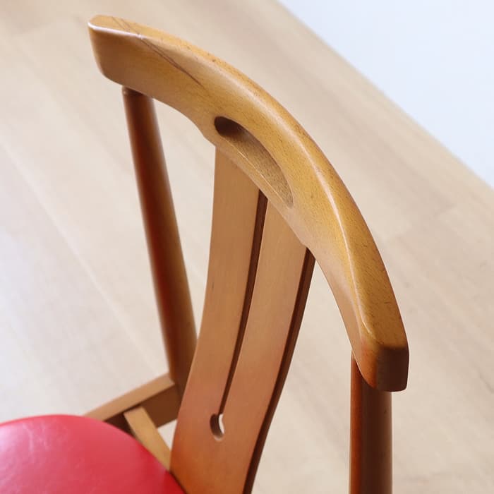 レトロ 赤 飛騨の家具 ダイニングチェア ブナ材 古家具 無垢材