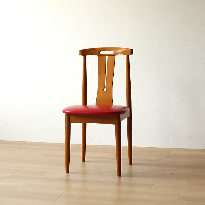 レトロ 赤 飛騨の家具 ダイニングチェア ブナ材 古家具 無垢材