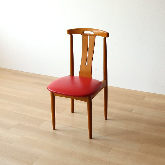 レトロ 赤 飛騨の家具 ダイニングチェア ブナ材 古家具 無垢材