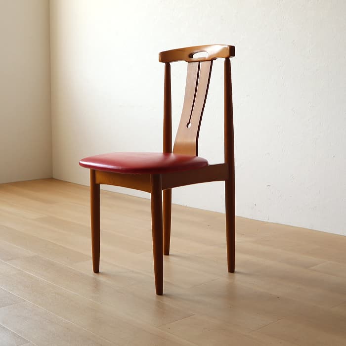レトロ 赤 飛騨の家具 ダイニングチェア ブナ材 古家具 無垢材