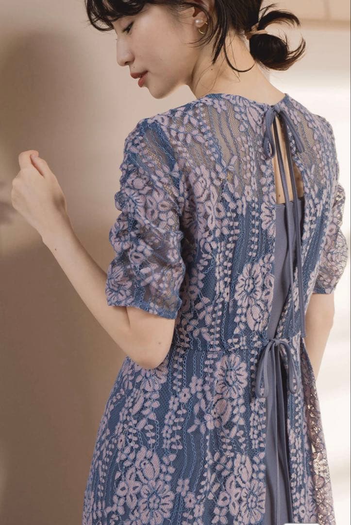 花柄　レースエプロンワンピースkaene 結婚式　パーティー