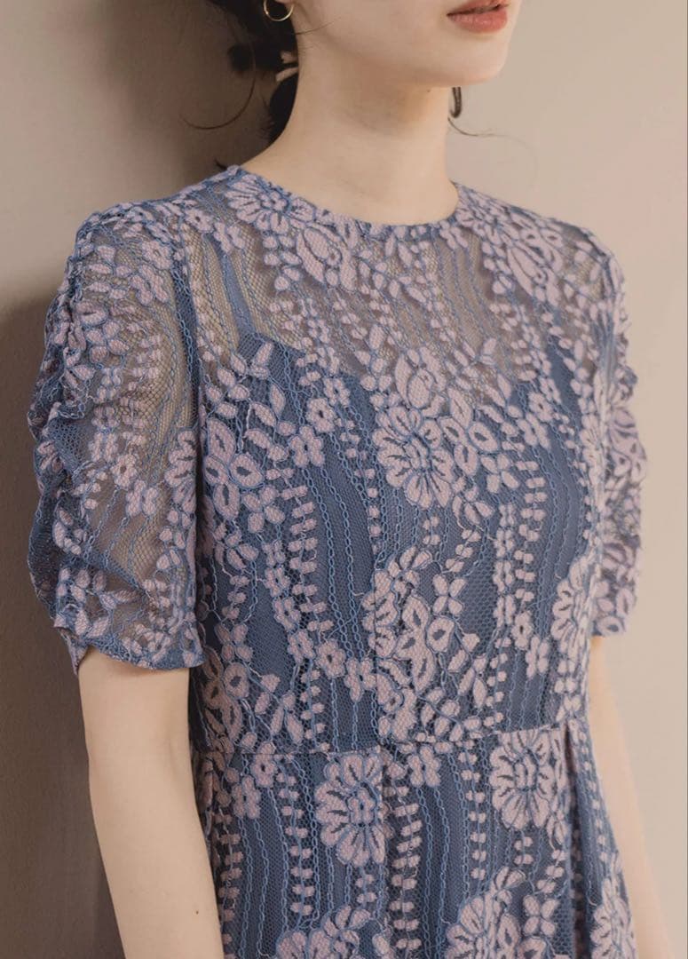 花柄　レースエプロンワンピースkaene 結婚式　パーティー