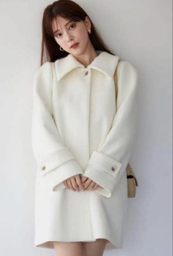 【美品】スナイデル snidel ステンカラーIラインウールコート アイボリー