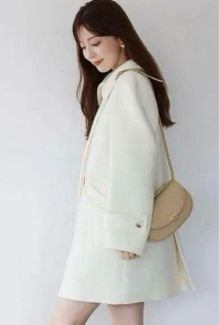 【美品】スナイデル snidel ステンカラーIラインウールコート アイボリー