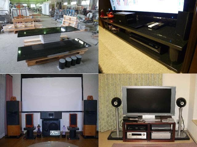 天然黒御影石 山西黒 オーディオボード●350×275×25● 2枚　ペア