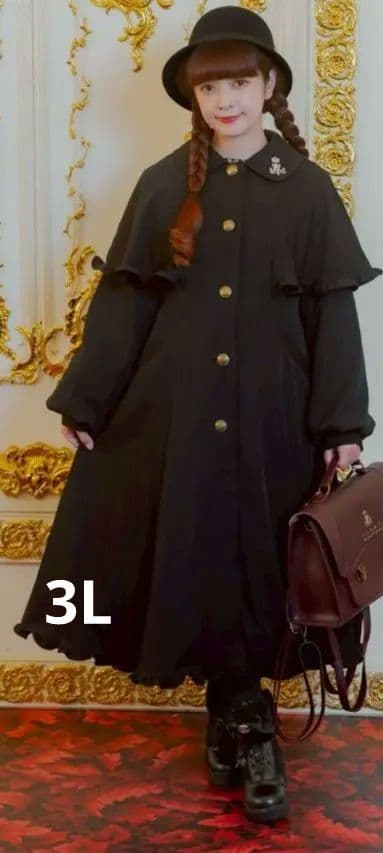 青木美沙子 コラボ ニナス ケープ ロング くコート ブラック