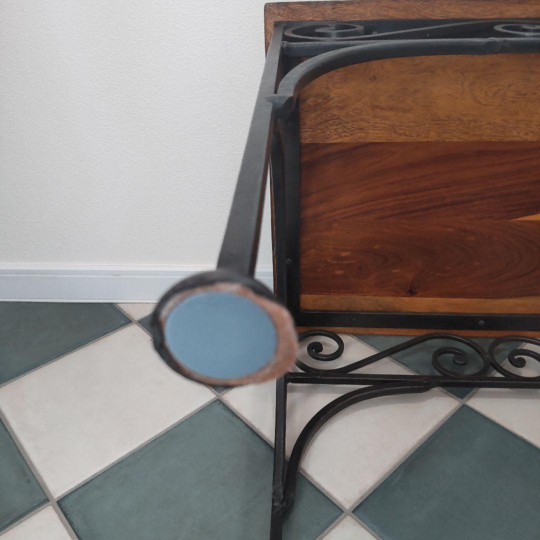 【天然木とアイアンのサイドテーブル】シーシャムウッド/インド家具/アジアン