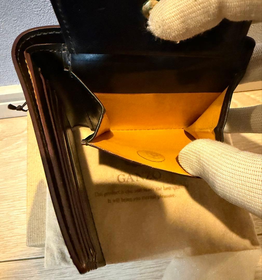 GANZO シェルコードバン ブラック 小銭入れ付き二つ折り財布