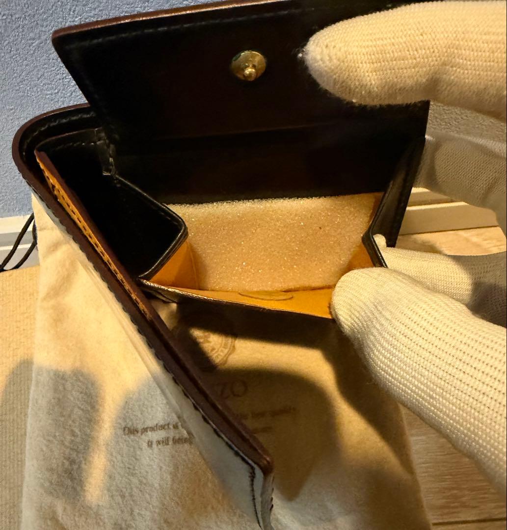 GANZO シェルコードバン ブラック 小銭入れ付き二つ折り財布