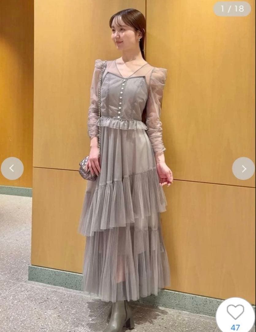 ☆ SNIDEL Sustainableティアードチュールドレス