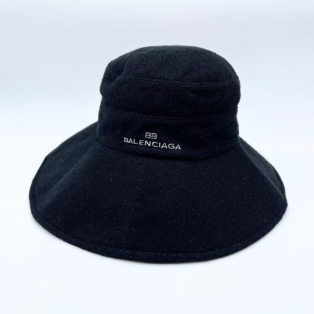 【美品】バレンシアガ　バケットハット　ブラック ロゴ入り　日本製