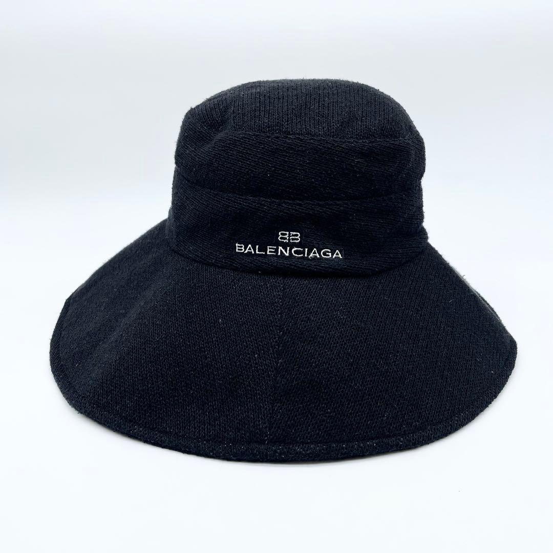 【美品】バレンシアガ　バケットハット　ブラック ロゴ入り　日本製