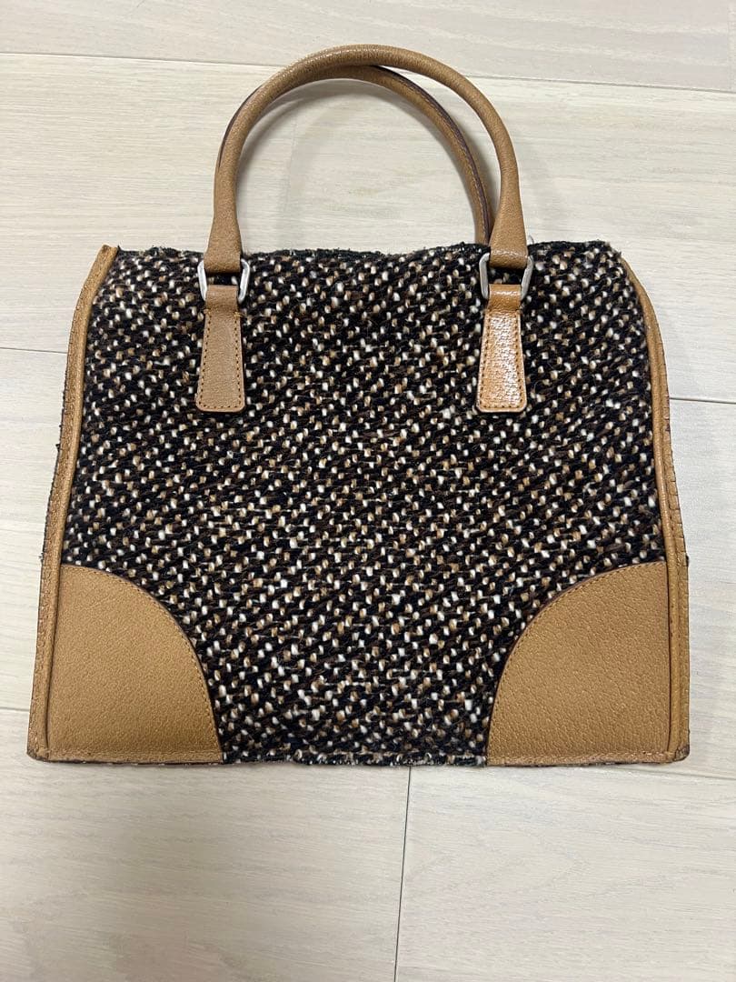 PRADA ブラウンツイードトートバッグ
