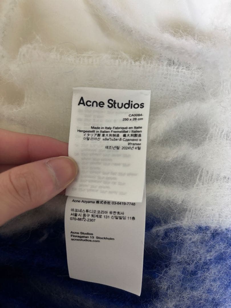 Acne Studios モヘアチェックスカーフ　マフラー　ブルー