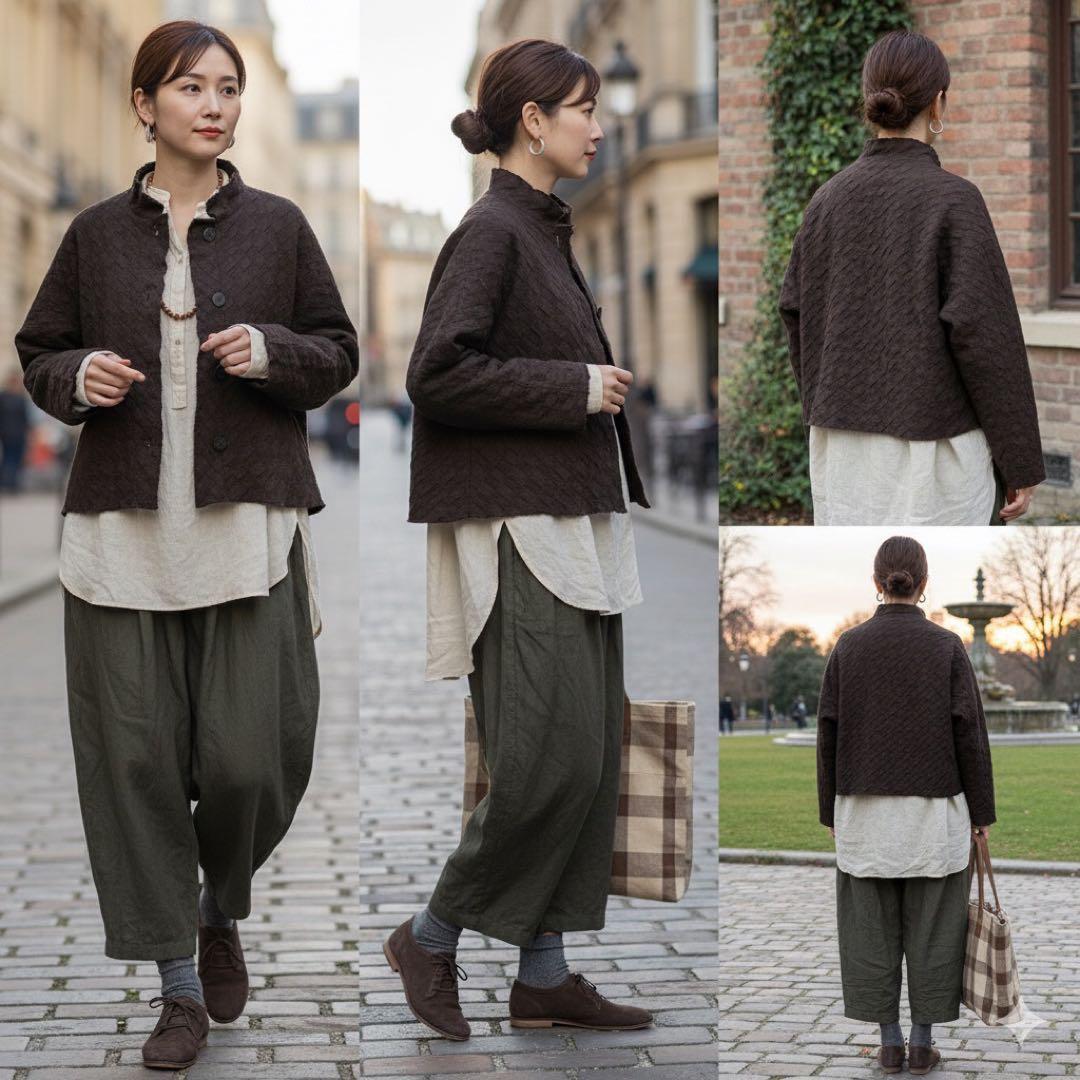 良品✨ヨーガンレール リネンウールスタンドカラージャケット　希少