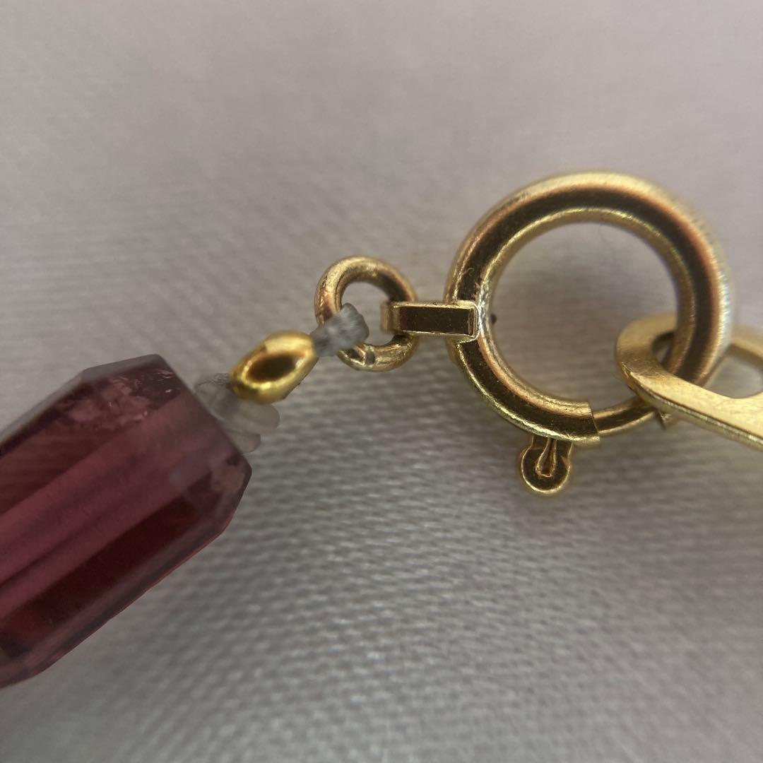 <美品> K18 トルマリン　ネックレス　ブレスレット　天然石　グリーン　ピンク