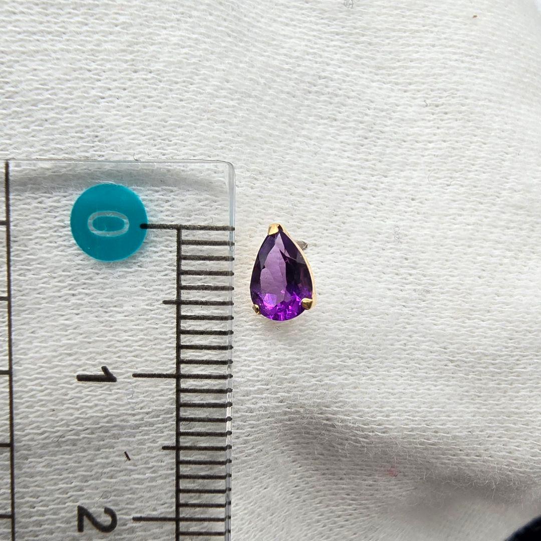 K18 アメジスト ピアス 0.64ct ペアシェイプ 0.40g 天然石