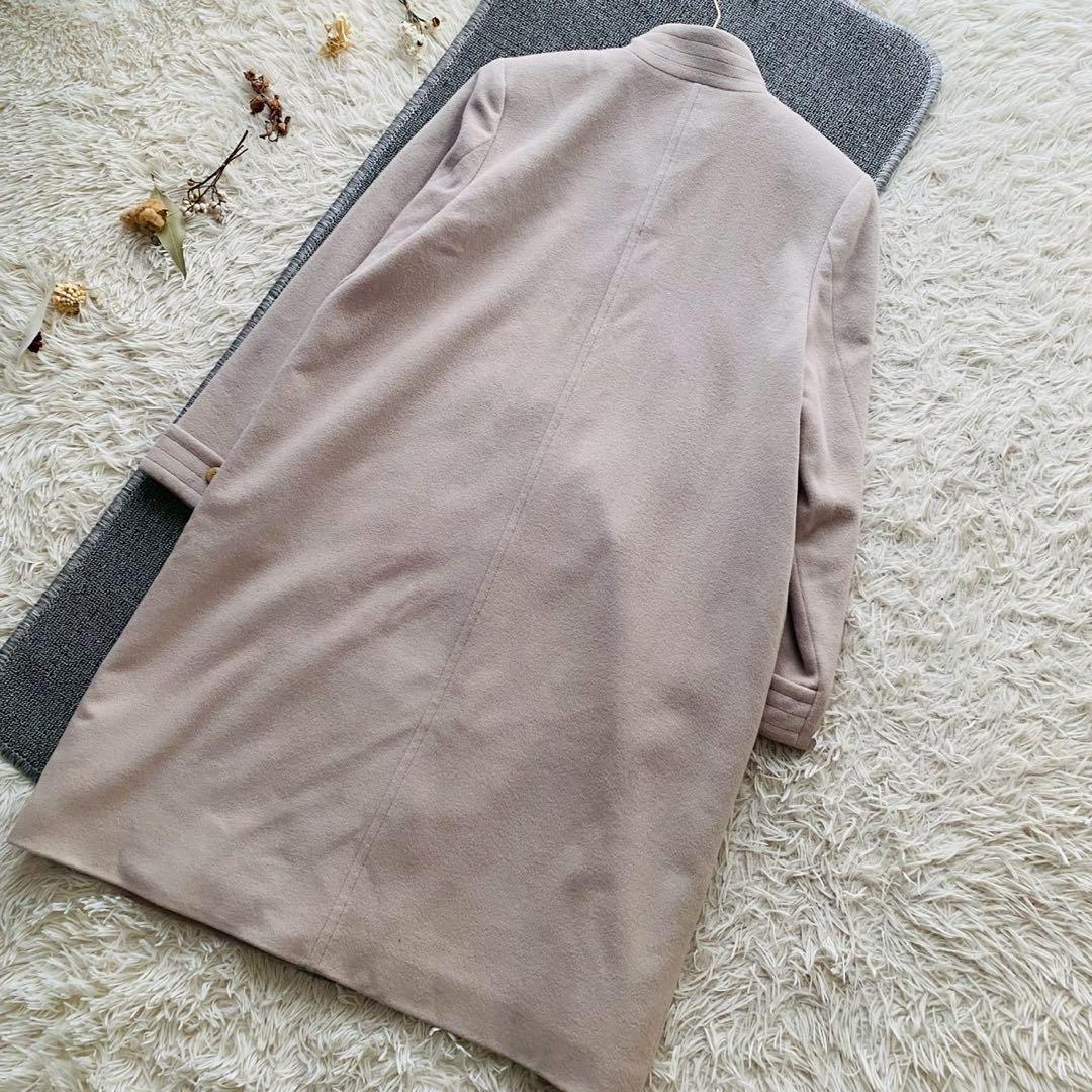 レリアン●極美品●日本製アンゴラ100% Aライン翡翠釦スタンドカラーコート L