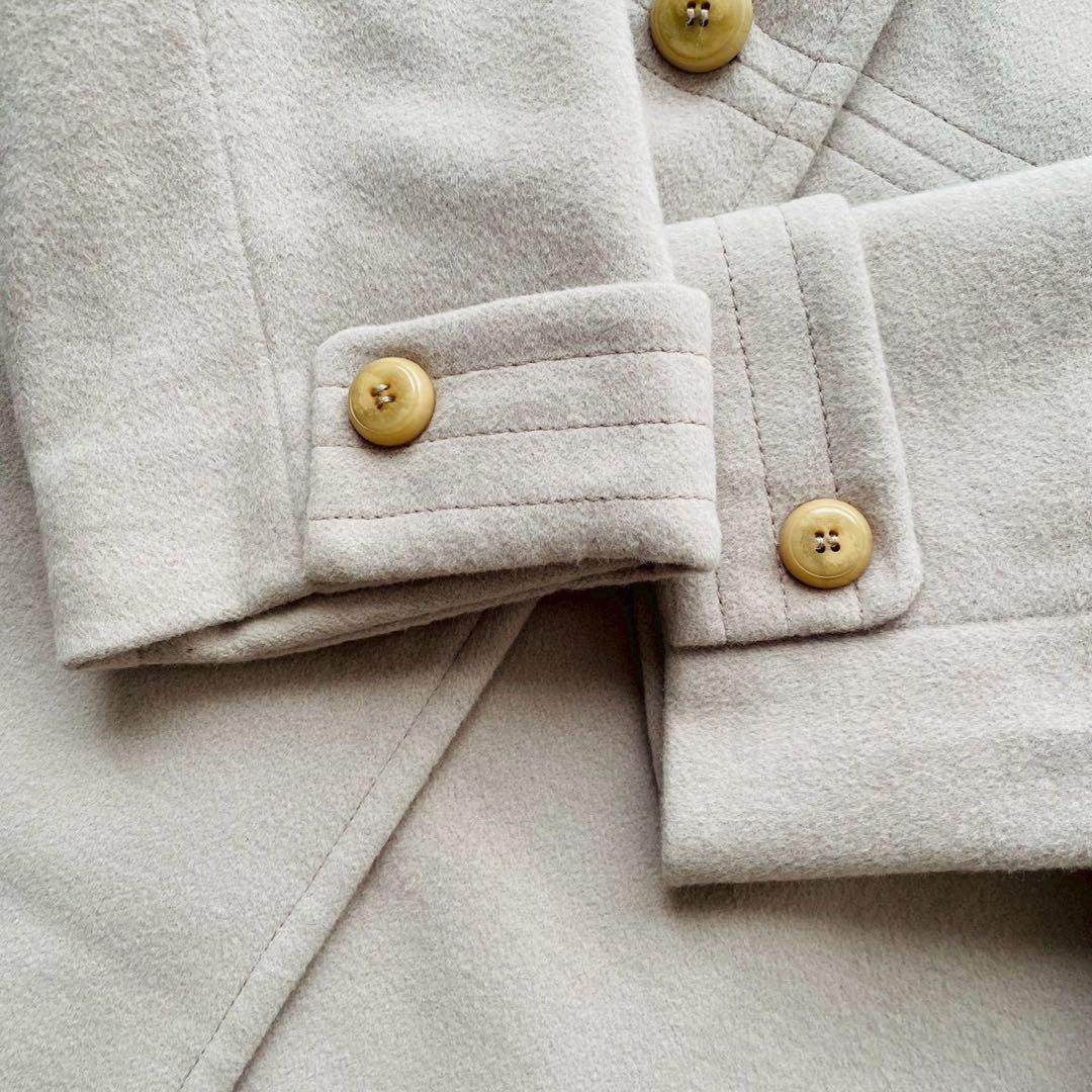 レリアン●極美品●日本製アンゴラ100% Aライン翡翠釦スタンドカラーコート L